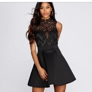Windsor Black Lace Skater Dress
